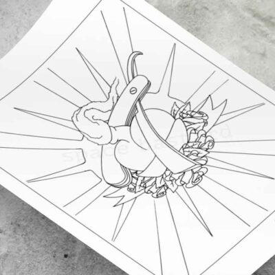 Space Bastard Heart Switchblade Coloring Page